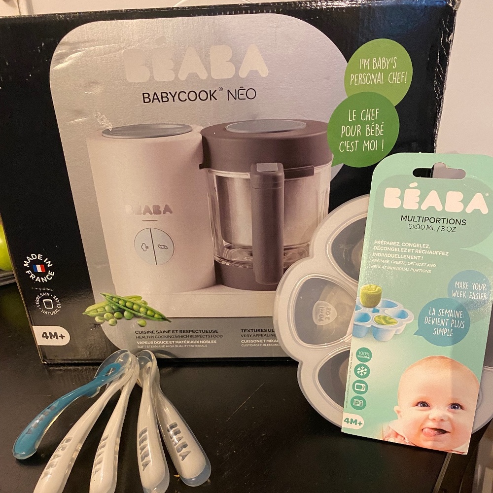 BRAND NEW BÉABA BABYCOOK NEO with BABY SPOONS AND BABY-FOOD STORAGE TRAY